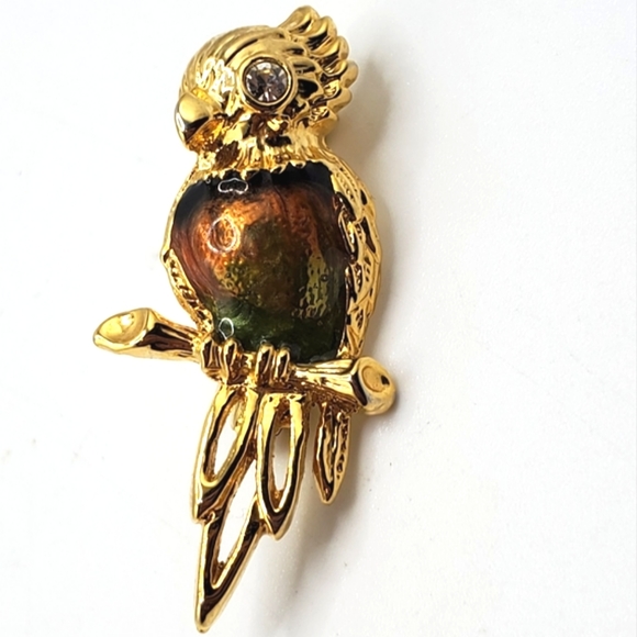 Jewelry - Parrot Gold Brooch Colourful Enamel Belly ADORABLE